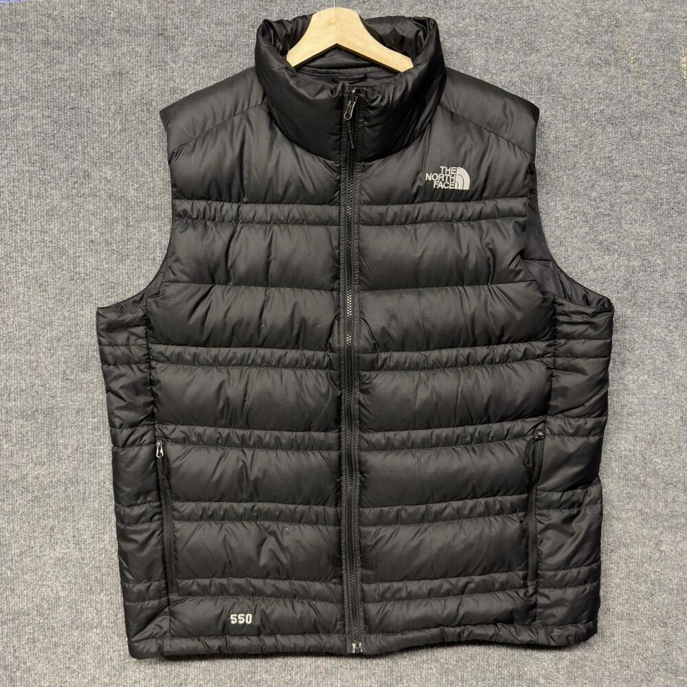 The North Face 550 Down Puffer Vest Mens XL Black Insulated Zip Outdoor Hiking